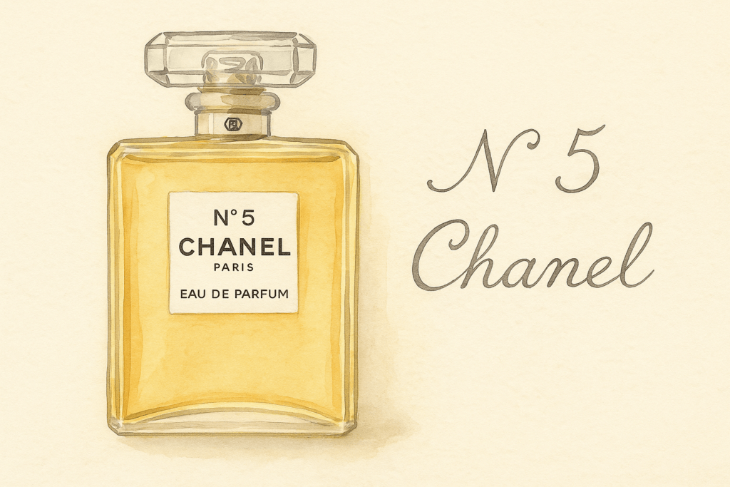 Illustration of Chanel No. 5 bottle – one of the most iconic timeless perfumes every sophisticated woman should own