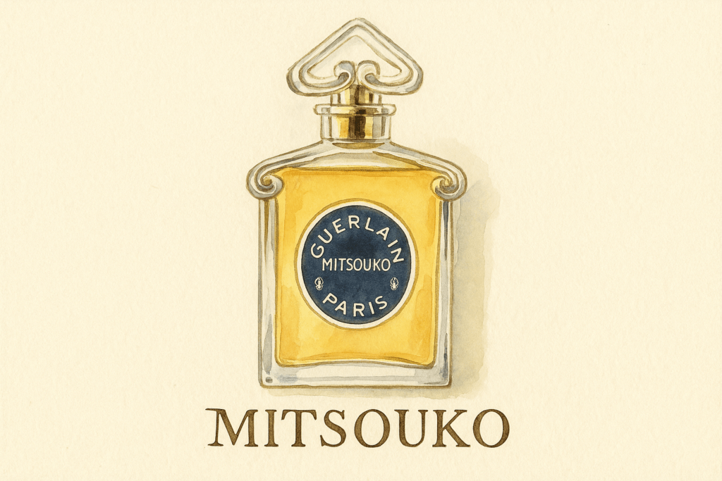 Illustration of Mitsouko by Guerlain – a bold, vintage-inspired timeless perfume for sophisticated women