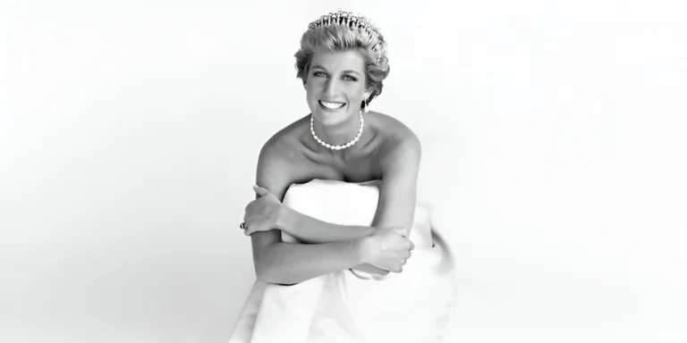Princess Diana in a white dress — a symbol of feminine presence, softness, and timeless influence.